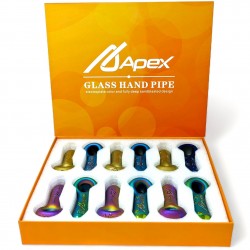 APEX 4" Frosted Prehistoric Herb Art Hand Pipe 12ct Display [HPD37]
